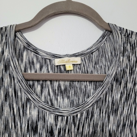 Shoshanna 'Becky' Black White Marled Space Dye‎ Long Sleeve Fit & Flare Dress, S - Picture 6 of 11